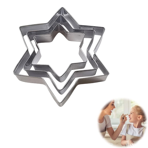Stainless Steel Cookies Cutter Set with Star Multi‑Size Shapes, Durable Reusable Baking Molds for Dough and Pastry for Family Homemade Dessert Projects 3Set
