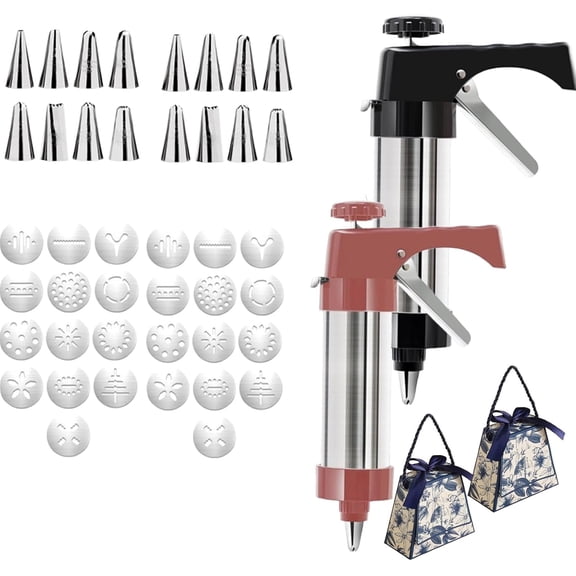 Stainless Steel Cookies Press 2026 New Cookies Press for Baking With 8 Icing Tips and 13 Cookie Discs for Biscuits Kitchen A+B