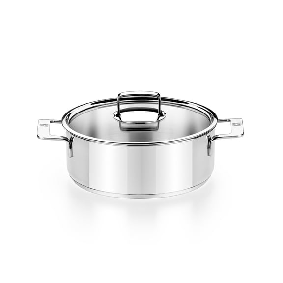 BRA Cookware Signature Stainless Steel Stock Pot w/Glass Lid, 9.5-Inch, 4-Quart
