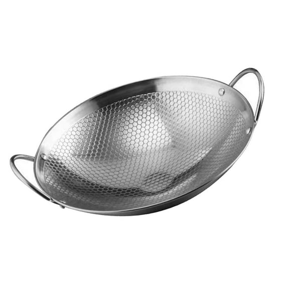 Stainless Steel Cooking Pot with Handle Honeycomb Texture Pan for Frying Boiling