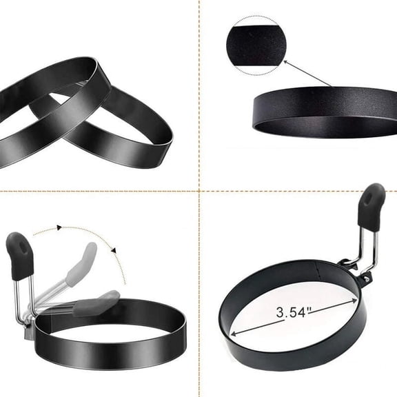 Stainless Steel Cooking Rings with Handle, 3.5in Egg Rings for Frying Eggs And Muffins Pancake