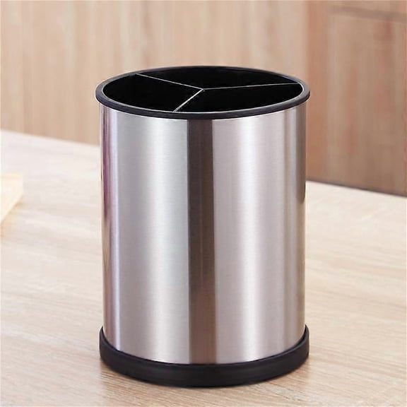 Stainless Steel Cooking Utensil Holder,360 Rotating Kitchen Utensil Holder,Weighted Base Utensil Caddy Storage Organizer 14*14*18.5cm Silver