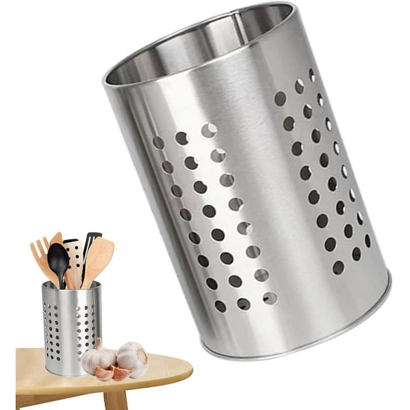 Stainless Steel Cooking Utensil Holder,Extra-Large Stainless Steel Kitchen Utensil Holder,Utensil Caddy - Weighted Base for Stability - for Easy Cleaning - Countertop Utensil Organizer