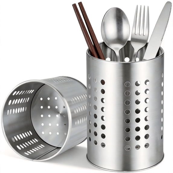GARITIN 2 Pcs Stainless Steel Cooking Utensil Holder, Kitchen Utensil Holder, Utensil Organizers for Kitchen Countertop, Kitchen Home Office
