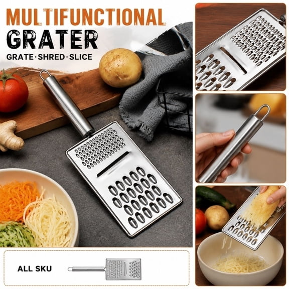 Stainless Steel Cooking Utensils, Lemon Zester Tool, Cheese Shredder, Slicer, Zester Grater, 11X3.5 in Multi-Purpose Handheld Grater with Smooth No-Slip Handle, Flat Sharp Cutting