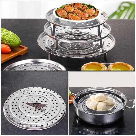 Stainless Steel Cookware Accessory, Stainless Steel Steamer Basket, Steamer Insert for Pot, 7 Inch Diameter Steamer Rack Trivet with 3 Detachable Stainless Steel Feet, Perforated