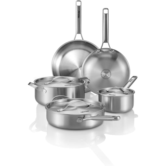 Stainless Steel Cookware Set  8 Pcs Tir-Ply Pots and Pans Set  PFOA&amp;PTFE   Dishwasher&amp;Oven   Kitchen Induction Compatible  ollas de acero inoxidable para cocinar