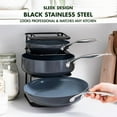 thumbnail image 1 of Stainless Steel Cookware Storage Rack, 5 Pan Compartments, Black, Countertop Organizer,  & Easy to Clean, 1 of 5