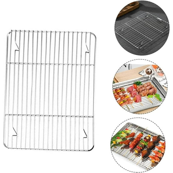 QZS Stainless Steel Cooling Rack,15.4x11.4x0.6In Sturdy Cookie Cooling Rack for Baking,Dishwasher Safe,Silver Rack for Roasting,Cooking