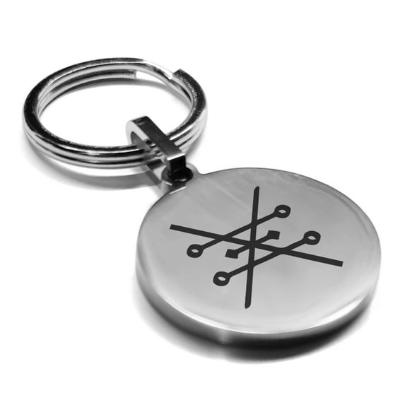 Stainless Steel Copper Alchemy Symbol Round Medallion Keychain Circle Ring