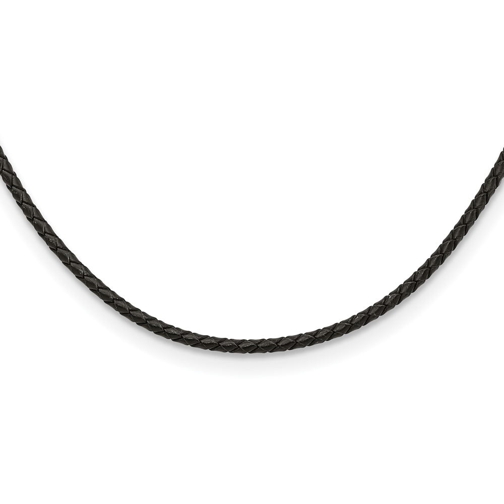 Stainless Steel Cord & Leather Chain Necklace Chisel 3 mm Genuine Weave 18 inch