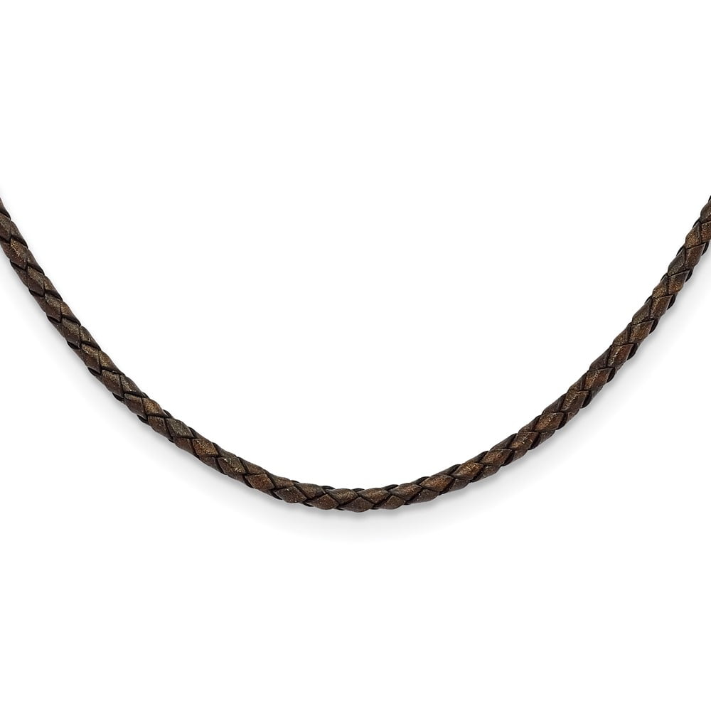 Stainless Steel Cord & Leather Chain Necklace Chisel 4 mm Genuine Hexagon Weave 18 inch