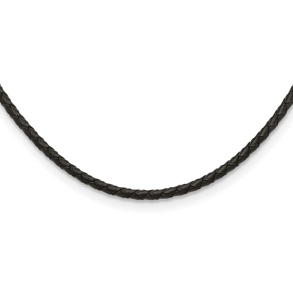 Stainless Steel Cord & Leather Chain Necklace Chisel 4 mm Genuine Weave 18 inch