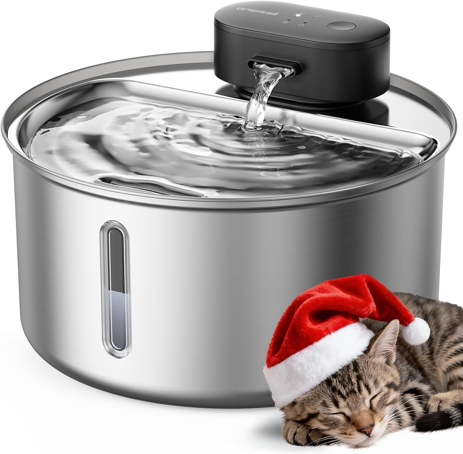 Stainless Steel Cordless Pet Water Fountain 3.2L Ultra Quiet SilentFlow Pump Motion Sensor Automatic Water Dispenser for Cats Indoor
