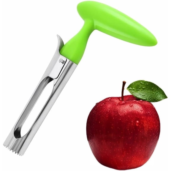 Stainless Steel Corer - Easy Use & Dishwasher Safe, Multi-Fruit Core Remover with Handle for Apples, Pears, Tomatoes & Cupcakes | Durable Kitchen Tool (Green)