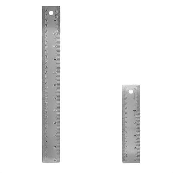 Stainless Steel Cork Back Metal Ruler, 6 Inch 12 Straight Edge Base Rulers, Ruler Backed