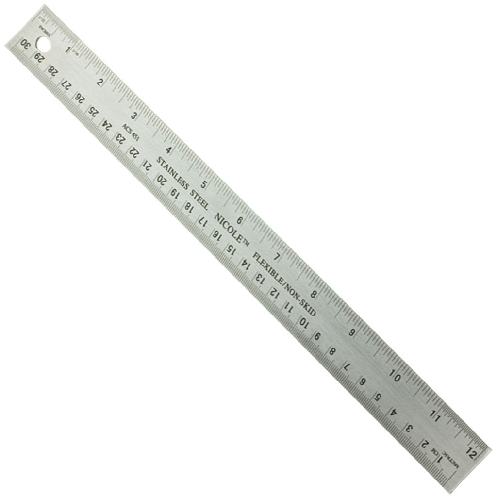 Back Ruler Stainless Steel Cork Back Ruler, 30cm (12