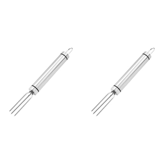Stainless Steel Corn And Potato Forks And Great For Family Gatherings, 7.4x0.79 inch, White 2PCS