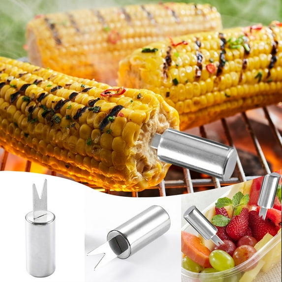 Stainless Steel Corn Cob Holders Skewers for BBQ Camping Picnics Parties Sweetcorn Fruit Food Grilling Accessories