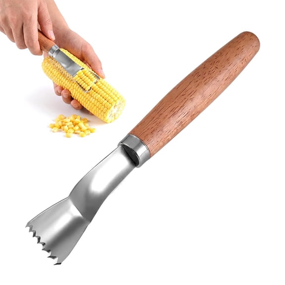 Stainless Steel Corn Cob Remover with Long Ergonomic Handle, Sharp Blade for Kernel Removal, for Fresh Corn Salads, Soups, and Salsas at Home, BBQs, and Outdoor Dining, Silver, By Harlik