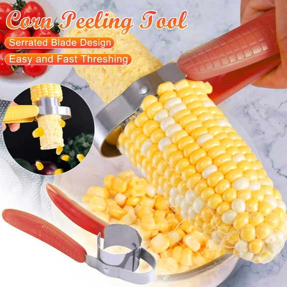 Stainless Steel Corn Cob Stripper Peeler, Ergonomic Handle Corn Slicer Vegetable Cutter Kitchen Cooking Tool, 15 x 16 cm