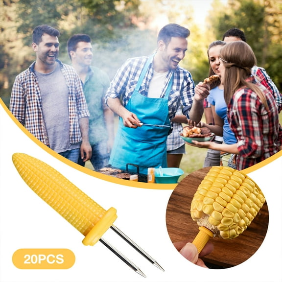 Stainless Steel Corn Holders Set with Ergonomic Handles for Safe and Easy Corn on the Cob Eating