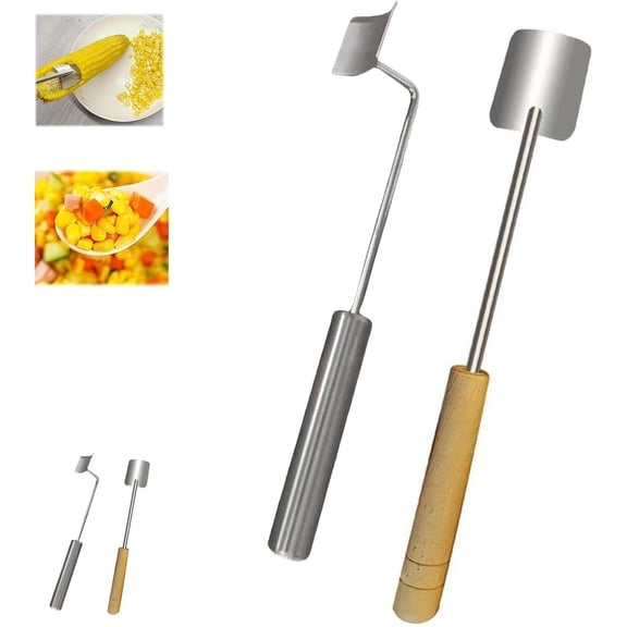 Stainless Steel Corn Peeler | Corn on the Cob Kernel Remover | Ergonomic Curved Blade | Quick Stripping Tool | 2 Pack | 26 x 4.3 cm | Easy Clean | Compact | For Home Kitchen, Restaurant, BBQ