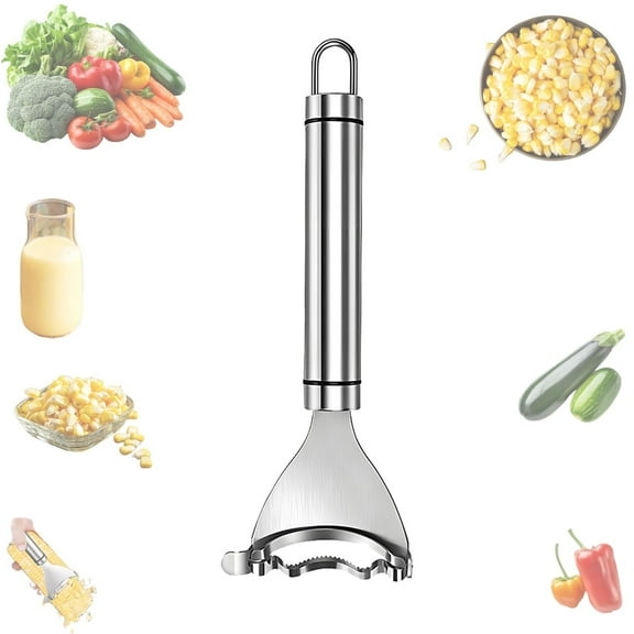 Stainless Steel Corn Peeler Long Handle Corn Cob Stripper - Quickly Remove Kernels From Corn in Seconds - Durable Corn Thresher Tool for Fresh, Cooked & Roasted Corn