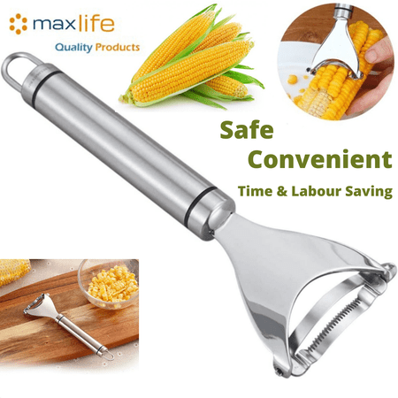 Stainless Steel Corn Slicer Peeler Thresher Cob Cutter Kernel Remover Kitchen Tool - New