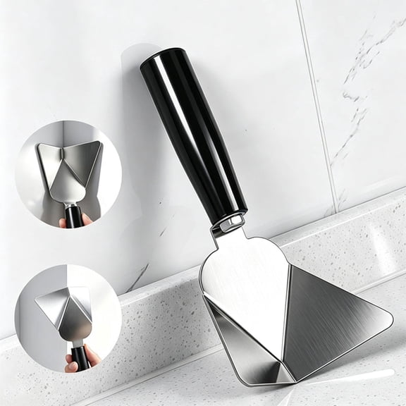 Stainless Steel Corner Trowel, Black, Inside and Outside Angle Finishing Tool for Drywall, Plaster, Putty, Masonry and Home Renovation