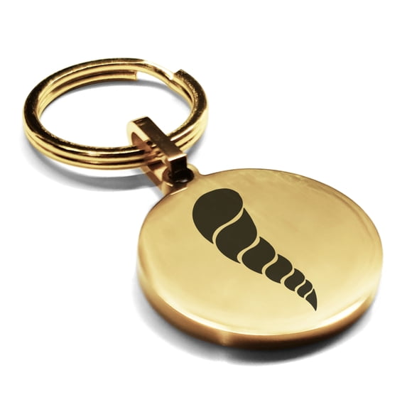 Stainless Steel Cornicello Italian Horn Good Luck Charm Round Medallion Keychain Circle Ring
