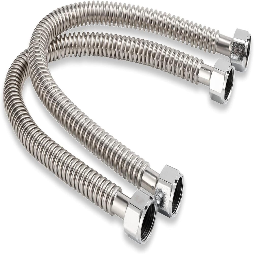 Krydros 18" Corrugated Stainless Steel Water Heater Connectors, 3/4" FIP x 3/4" FIP, 2-Pack