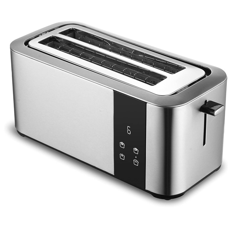 Stainless Steel Countdown Long Slot Toaster 4 Slice with Extra Wide 1.5