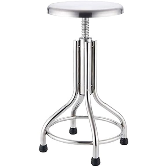Stainless Steel Counter Height Shop Garage Stool, Backless Bar Stool Metal Round Industrial Style, Commercial Quality, Height Adjustable 19-27in$$Furniture