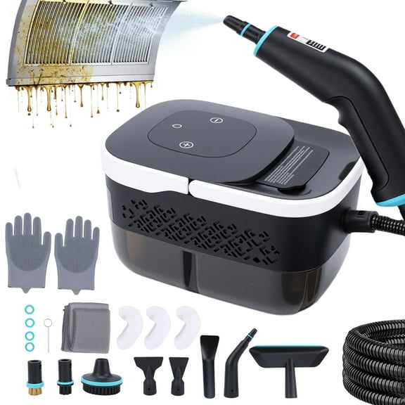 Steam Cleaner, 1500W 10s Fast Heat-Up,Steamer for Cleaning with 44oz Water Tank,14 Cleaning Attachments for Cleaning Stubborn Stains,Grease,Floors,Couches & Cars,Black