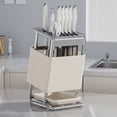 thumbnail image 1 of Stainless Steel Countertop Knife Block with Multi-Slot Design, Compact Knife Storage Stand for Chef Paring Bread Knives, Durable Kitchen Cutlery Organizer, 1 of 7