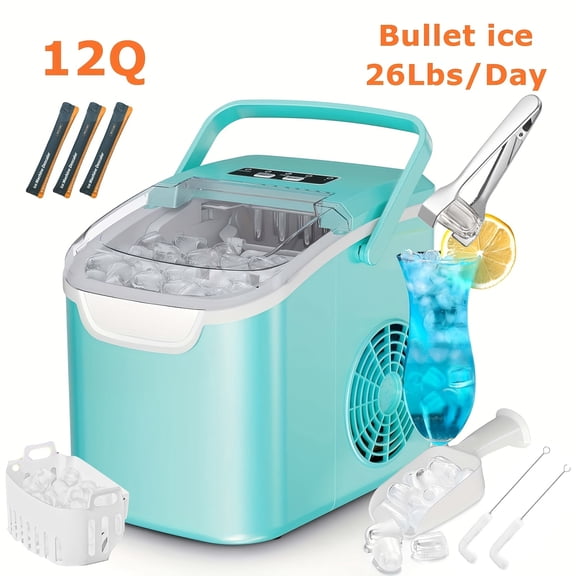 Stainless Steel Countertop Nugget Ice Maker 26/35 Lbs Daily Self-Cleaning Sonic Cube Bullet Ice Machine with Scoop Basket for Home Kitchen
