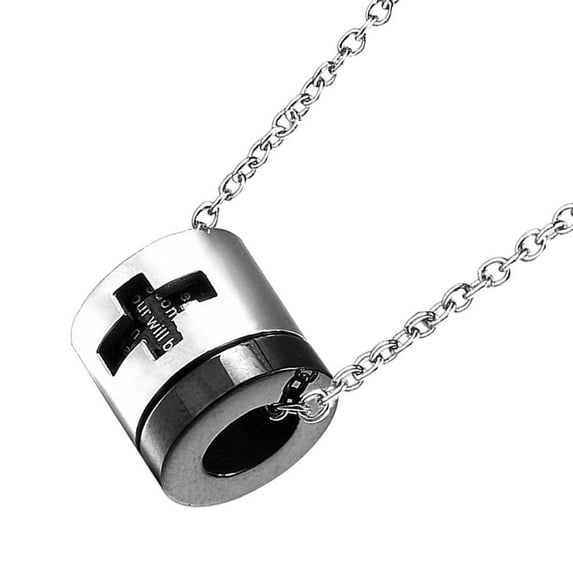 Stainless Steel Couple Prayer Christian Necklace Engraved Word Bible Pendant for Women Men 1