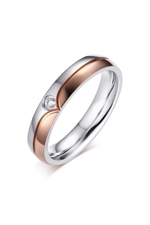 Stainless Steel Couple Ring Geometric Design Korean Style Wedding Gift Set for Partners for Modern Style Looks