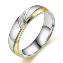 Stainless Steel Couple Ring Pair Ring Diamond Encrusted Fashion