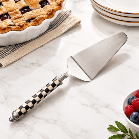 Stainless Steel Courtly Check Pie Server, Black-and-White Pattern