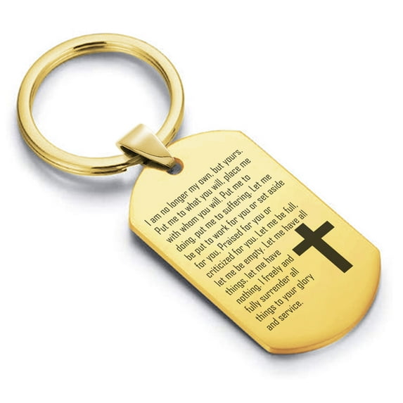 Stainless Steel Covenant Prayer Dog Tag Keychain Circle Ring
