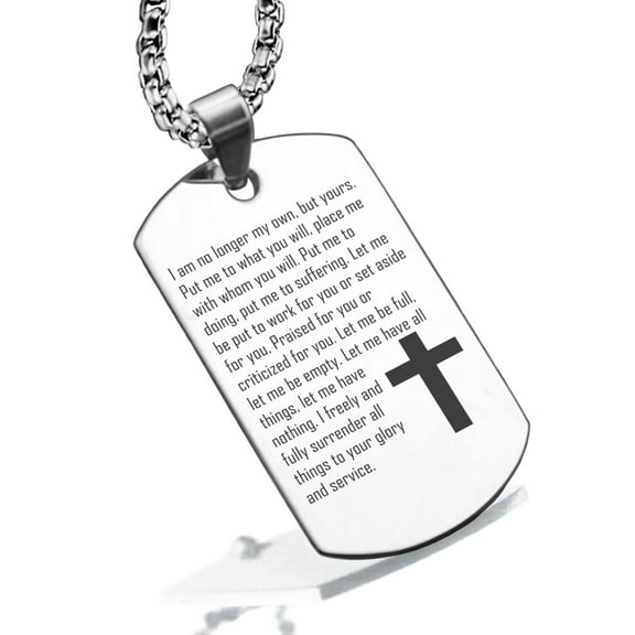 Stainless Steel Covenant Prayer Dog Tag Pendant Necklace