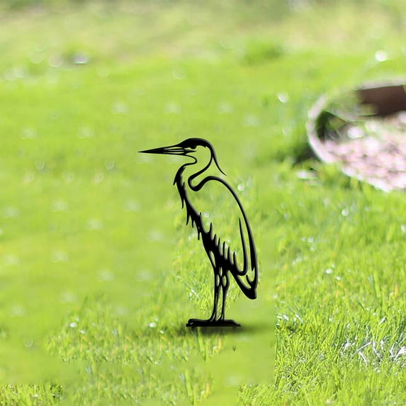 Stainless Steel Crane Garden Decor,Black Metal Cranes Silhouette Stake for Yard Lawn Outdoor Statue Decor Metal Decorative Stakes Outdoor Home Decoration Animal Statue