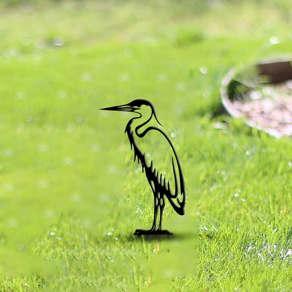 Stainless Steel Crane Garden Decor,Black Metal Cranes Silhouette Stake for Yard Lawn Outdoor Statue Decor Metal Decorative Stakes Outdoor Home Decoration Animal Statue