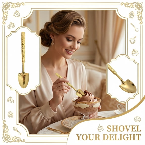 Stainless Steel Creative Pointed Spoon, 6.1 Inch Decorative Stirring Spoon for Coffee, Tea, Dessert, Gold