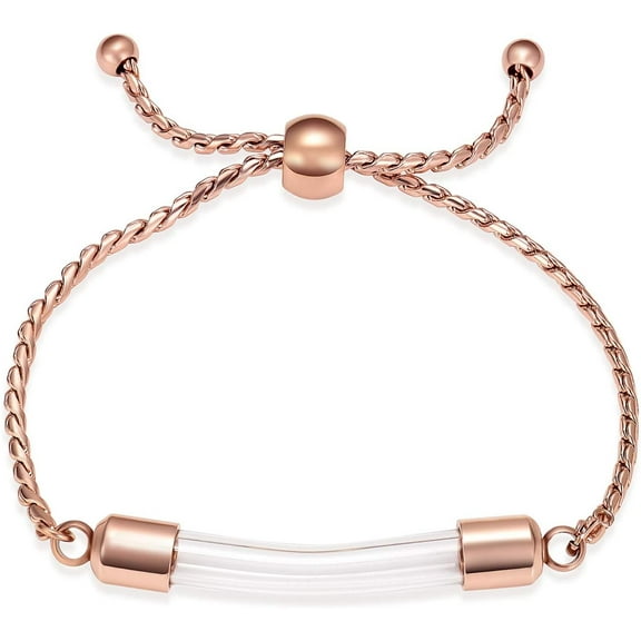 Stainless Steel Cremation Bracelet for Ashes - Transparent Glass Tube Urn Bangle Memorial Jewelry for Men Women