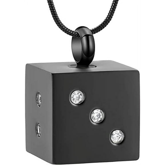 Stainless Steel Cremation Jewelry for Ashes, Dice Memorial Urn Necklace for Men, Keepsake Pendant