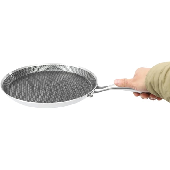 Stainless Steel Crepe Pan 10.2 Inch Nonstick Crepe Pan Stainless Steel Honeycomb Coating Pancake Pan Tawa Dosa Tortilla Griddle Pan Induction For Various Types Of Stoves