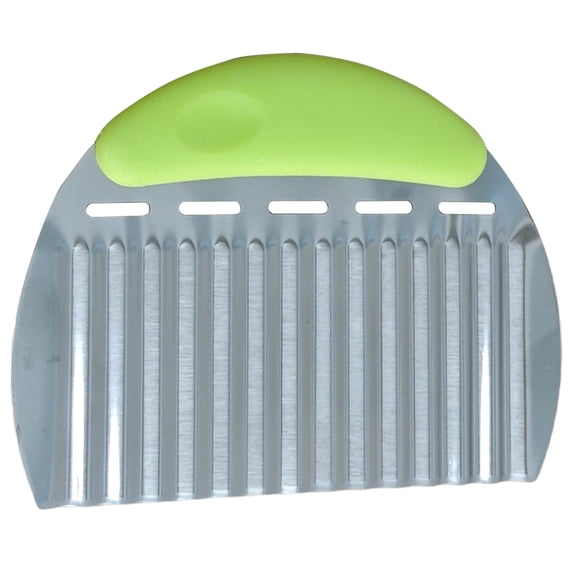 Stainless Steel Crinkle Cutter French Fry Potato Slicer Wavy Choppers Grip Kitchen Gadget for Vegetables Carrots Home Cooking Rustproof and Easy Clean Green